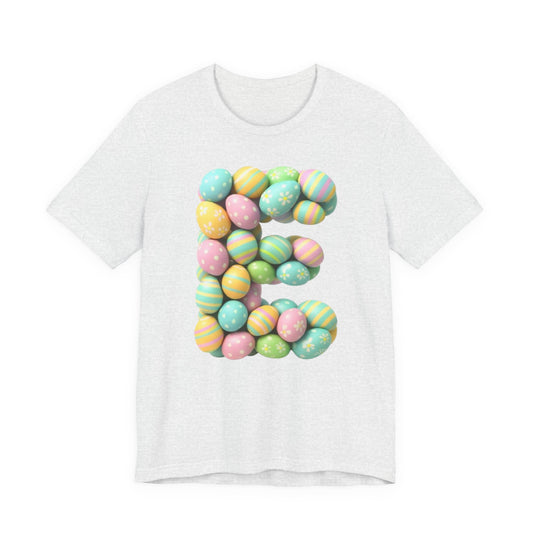 Easter Egg Letter 'E' T‑Shirt — Pastel Spring Holiday Tee