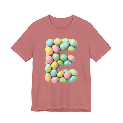 Easter Egg Letter 'E' T‑Shirt — Pastel Spring Holiday Tee