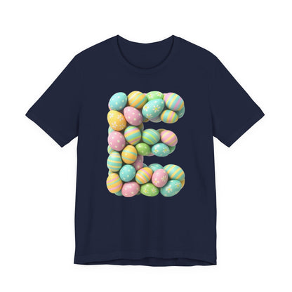 Easter Egg Letter 'E' T‑Shirt — Pastel Spring Holiday Tee
