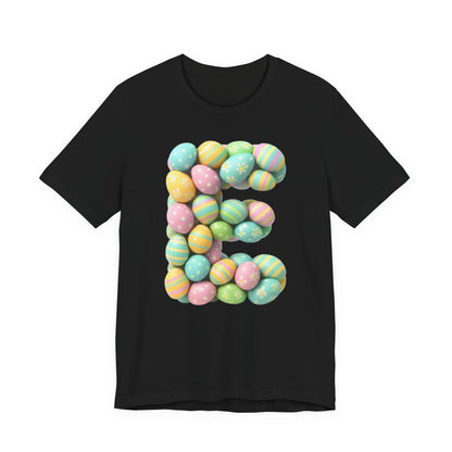 Easter Egg Letter 'E' T‑Shirt — Pastel Spring Holiday Tee