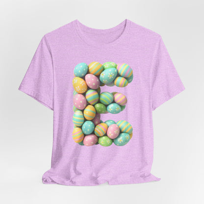 Easter Egg Letter 'E' T‑Shirt — Pastel Spring Holiday Tee