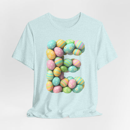 Easter Egg Letter 'E' T‑Shirt — Pastel Spring Holiday Tee