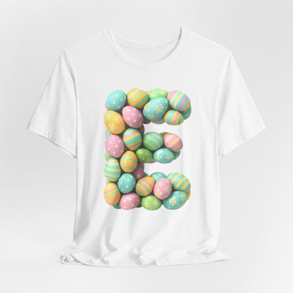 Easter Egg Letter 'E' T‑Shirt — Pastel Spring Holiday Tee