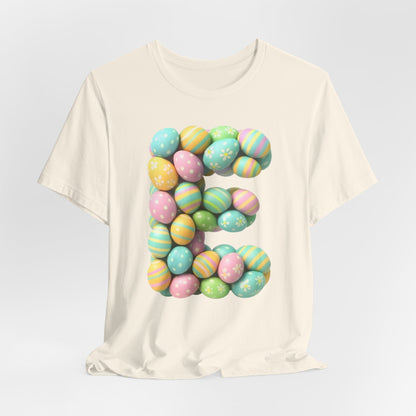 Easter Egg Letter 'E' T‑Shirt — Pastel Spring Holiday Tee