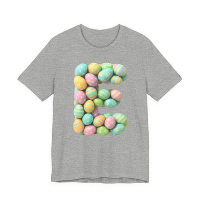 Easter Egg Letter 'E' T‑Shirt — Pastel Spring Holiday Tee