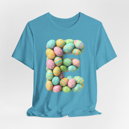 Easter Egg Letter 'E' T‑Shirt — Pastel Spring Holiday Tee