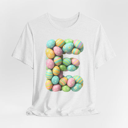 Easter Egg Letter 'E' T‑Shirt — Pastel Spring Holiday Tee