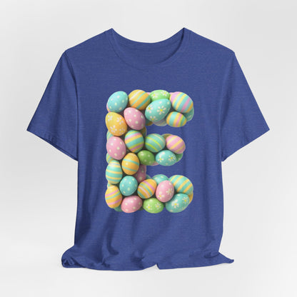 Easter Egg Letter 'E' T‑Shirt — Pastel Spring Holiday Tee