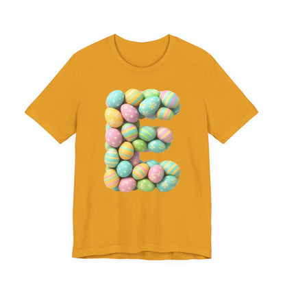 Easter Egg Letter 'E' T‑Shirt — Pastel Spring Holiday Tee