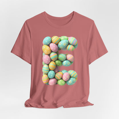 Easter Egg Letter 'E' T‑Shirt — Pastel Spring Holiday Tee