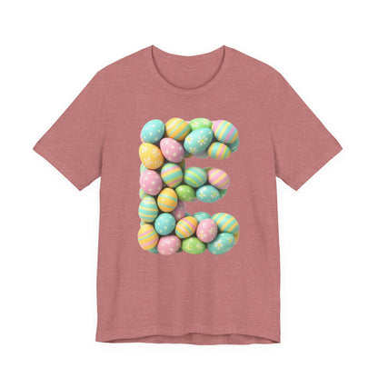 Easter Egg Letter 'E' T‑Shirt — Pastel Spring Holiday Tee