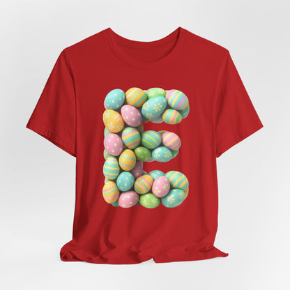 Easter Egg Letter 'E' T‑Shirt — Pastel Spring Holiday Tee