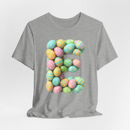 Easter Egg Letter 'E' T‑Shirt — Pastel Spring Holiday Tee