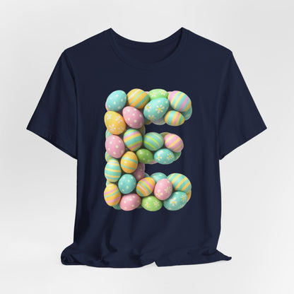 Easter Egg Letter 'E' T‑Shirt — Pastel Spring Holiday Tee