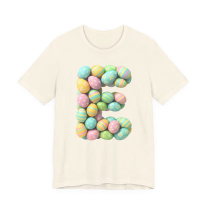 Easter Egg Letter 'E' T‑Shirt — Pastel Spring Holiday Tee