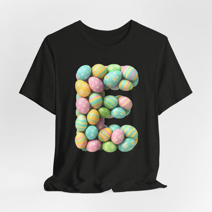 Easter Egg Letter 'E' T‑Shirt — Pastel Spring Holiday Tee