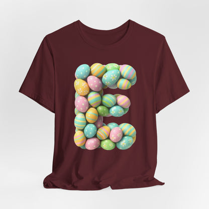 Easter Egg Letter 'E' T‑Shirt — Pastel Spring Holiday Tee
