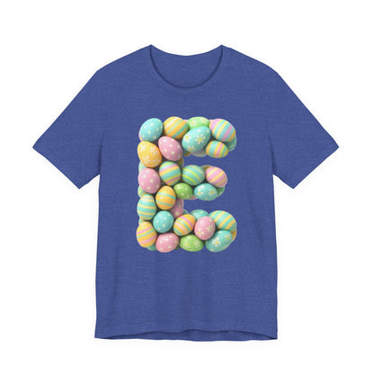 Easter Egg Letter 'E' T‑Shirt — Pastel Spring Holiday Tee