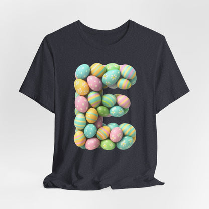 Easter Egg Letter 'E' T‑Shirt — Pastel Spring Holiday Tee