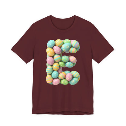 Easter Egg Letter 'E' T‑Shirt — Pastel Spring Holiday Tee