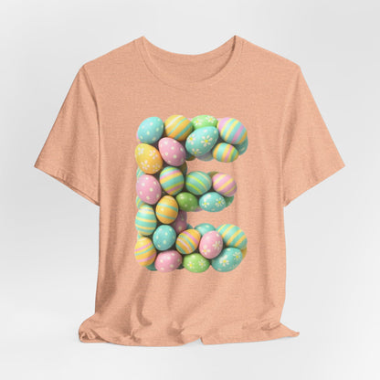 Easter Egg Letter 'E' T‑Shirt — Pastel Spring Holiday Tee