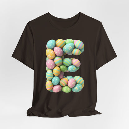 Easter Egg Letter 'E' T‑Shirt — Pastel Spring Holiday Tee